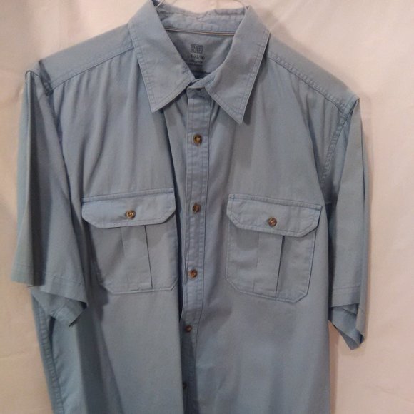 Faded Glory Men's Short Sleeve Button Down Shirt Color Blue Size Large - Picture 1 of 5